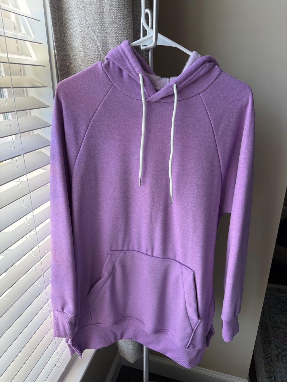 Oversized Warm Lavender Pullover Hoodie with Kangaroo Pocket - maternity